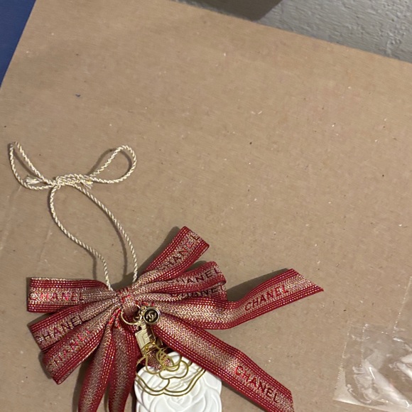 Chanel Red and Gold Ribbon with White Floral Accent - Picture 16 of 16